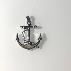 Sterling Silver Nautical Anchor Pendant with Chain detail - Boat, marine life